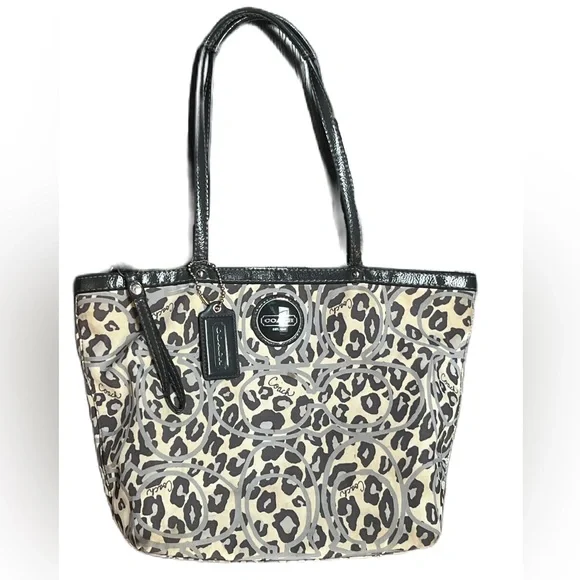 Coach Animal Print Tote - Cream & Gray - Picture 2 of 16